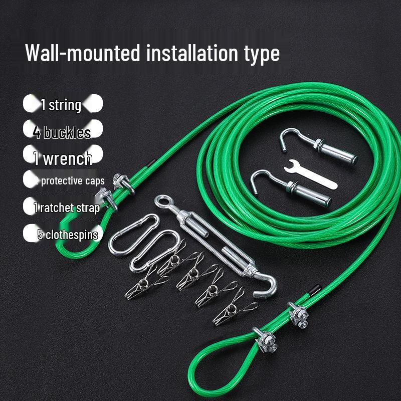 Steel Wire Clothesline for Quilts: Indoor/Outdoor Drying Rack with Curtain Rope and Holes