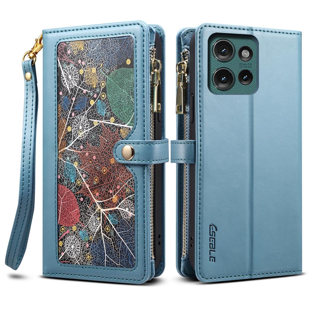 ESEBLE Galaxy Series For Motorola Edge 50 Neo 5G/Moto S50 5G/Thinkphone 25 5G Case Leather Zipper Phone Cover RFID Blocking