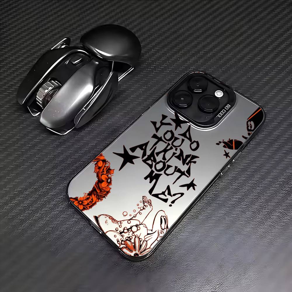 

B-Black white C-cow P-print Phone Case For iPhone17,16,15,14,13,12,11 Plus,Pro Max Colored Silver Plated Inside Cover iPhone14