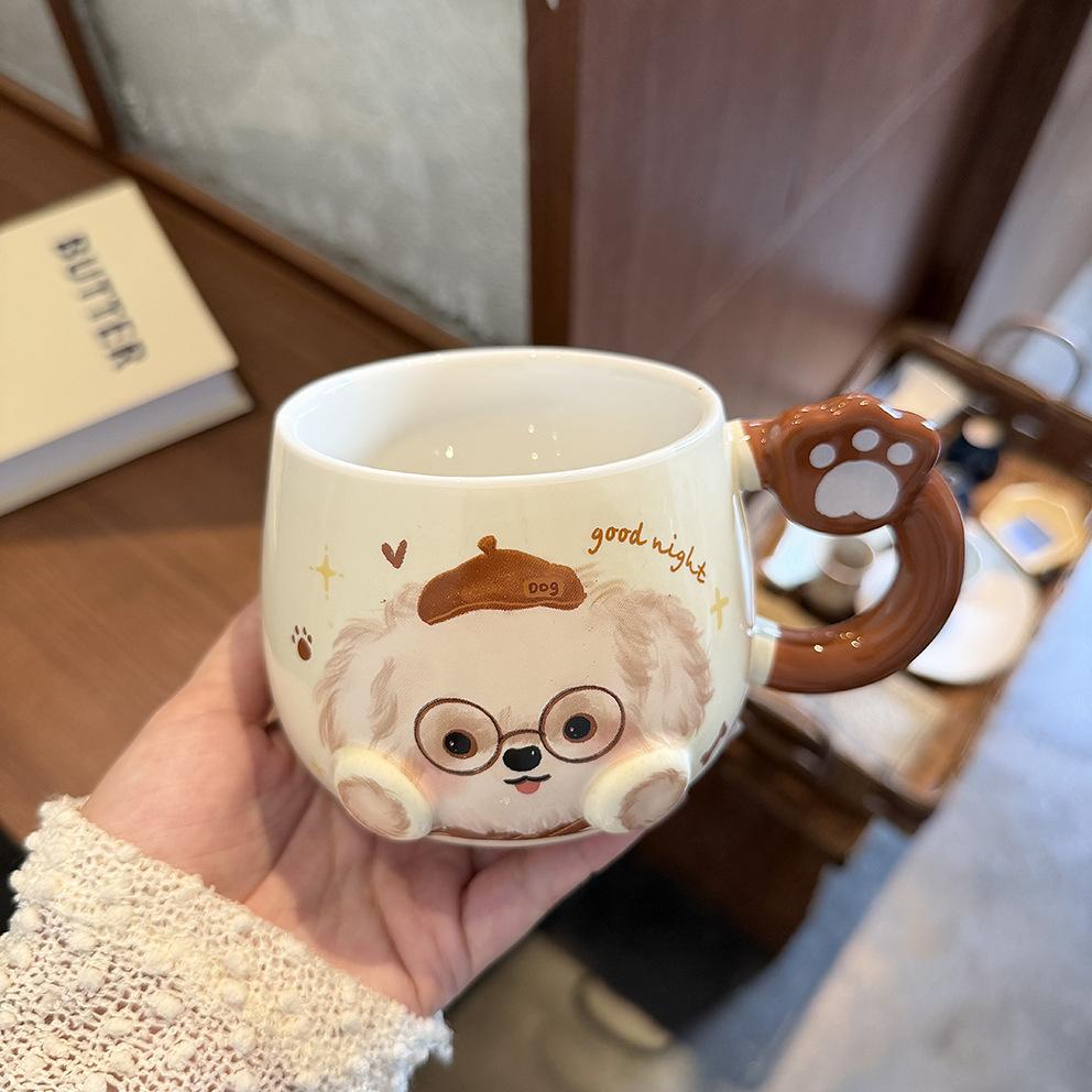 Puppy Mug High Value Ceramic Cup Cute Water Cup Female Couple Home Coffee Breakfast Cup Children