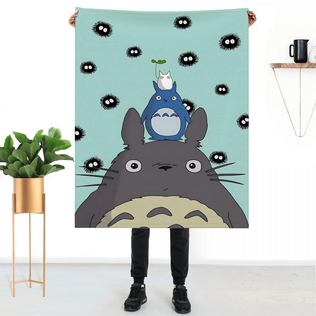 Fluffy Anime Totoro Throw Blanket for Sofa Knee Soft Luxury Home Decor Throws Cute Childrens Garden Bed Blankets