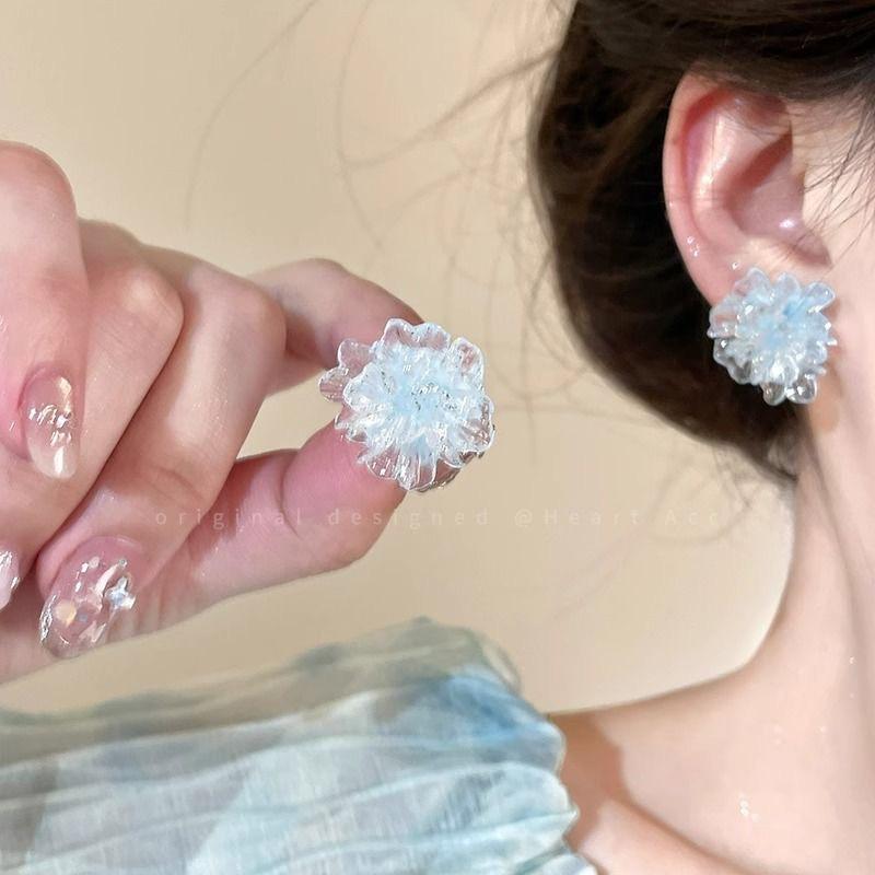 Dopamine Color Flower Stud Earrings Women's New High-end Feeling Small Fresh and Sweet Earrings Versatile High-value Trendy Earrings