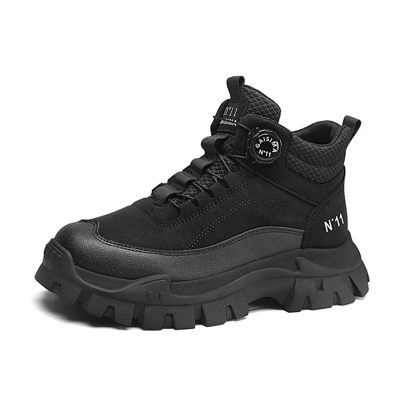 

Men s Short Boots 2026 Winter New Thick Soled Work Casual Shoes Waterproof Non-Slip Sneakers Male Tenis Shoes Outdoor Boots Men 44 чорний
