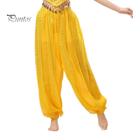 

Женские брюки для выступлений, эластичные брюки с высокой талией, однотонные шаровары с блестками, декор для народных танцев, костюм для танца живота для взрослых, брюки жёлтый