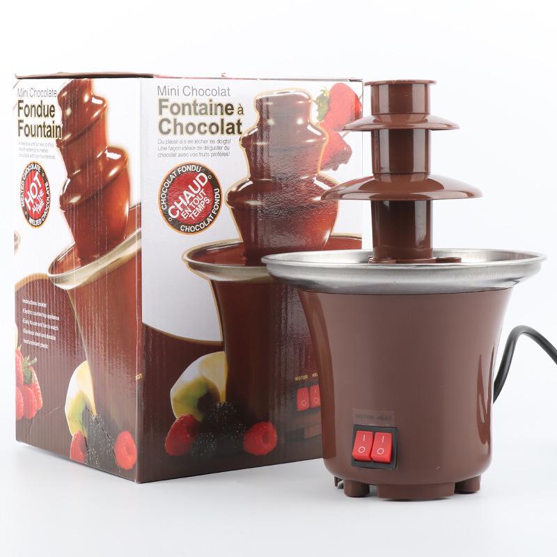 Three-Tier Electric Chocolate Fondue Fountain - DIY Chocolate Melting Pot US Plug коричневый
