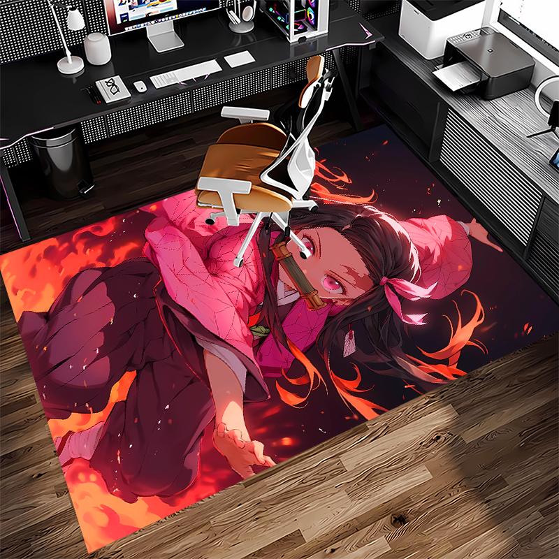 1pc Demon Slayer characters2 Print Area Rug - Soft, Washable Non-Slip Indoor Mat for Office Chairs, Living Room, Home Office Decorative Rug