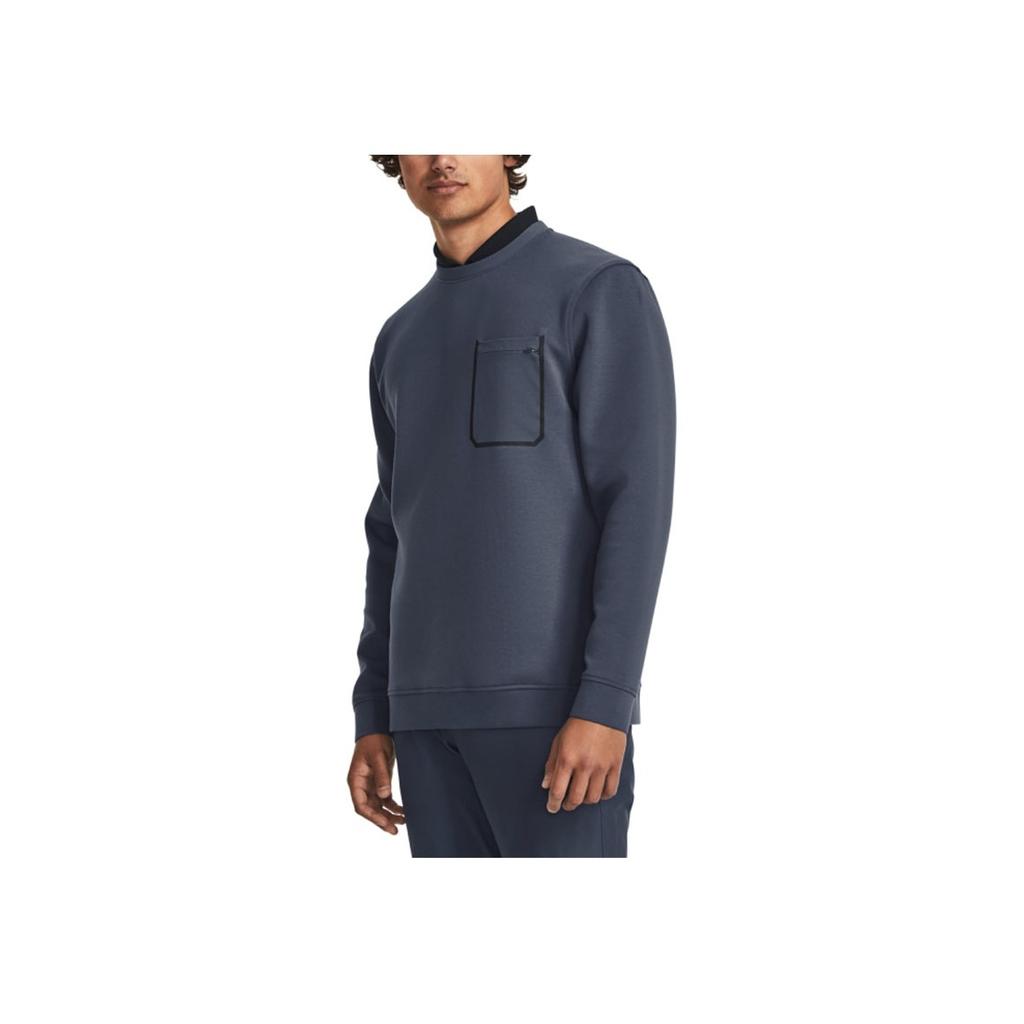 Under Armour Tour Tips Solid Color Crew Neck Golf Sweatshirt Men Sweatshirt Gray 1379735-044