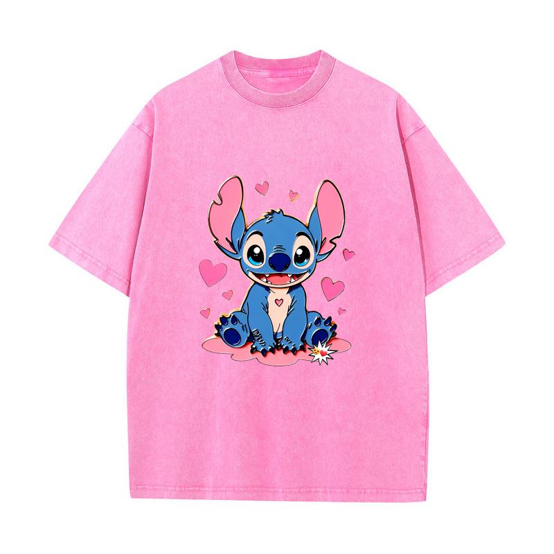 SX-38 MINISO 2026 Summer Vintage Wash Printed Pure Cotton Shoulder Style Men's and Women's Round Neck Short Sleeved Couple T-shirt
