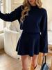 Women's Long Sleeve Colorful Knit Dress with Half High Neck