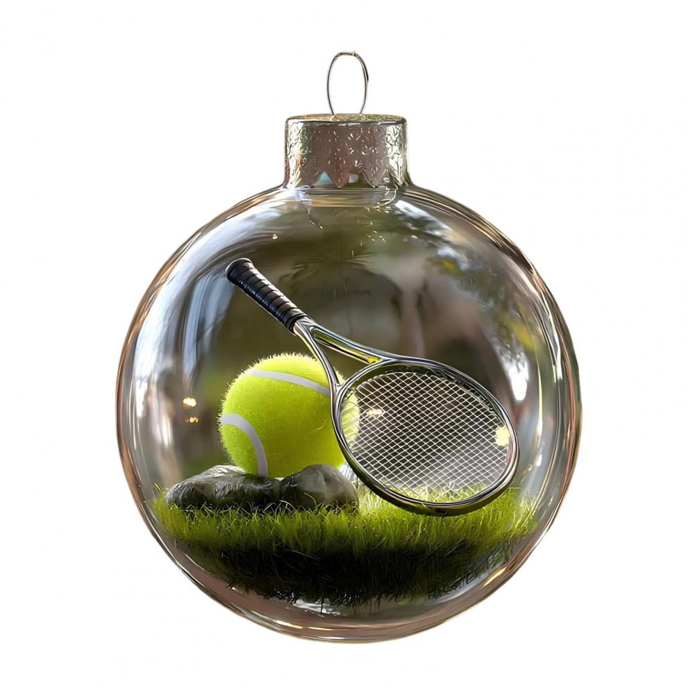 Ornamenti Divertenti per Albero di Natale a Forma di Palla Sportiva 3D Micro Scena Ornamento Sportivo Festivo Palla Trasparente Decorazione da Appendere Ornamento per la Casa
