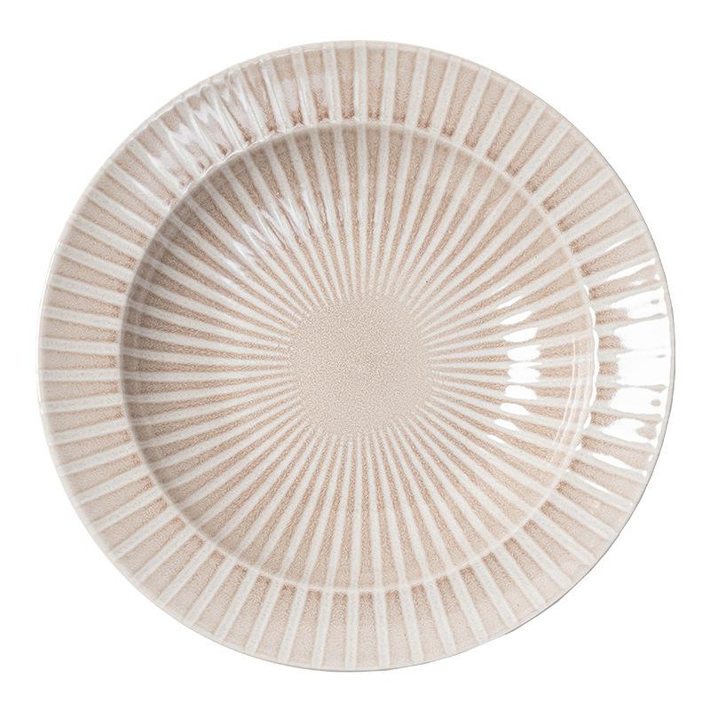 Retro Texture Straw Hat Plate, Wabi-**** Wind Ceramic Plate, Creative Cooking Plate, Household Soup Plate, Salad Plate, Tableware