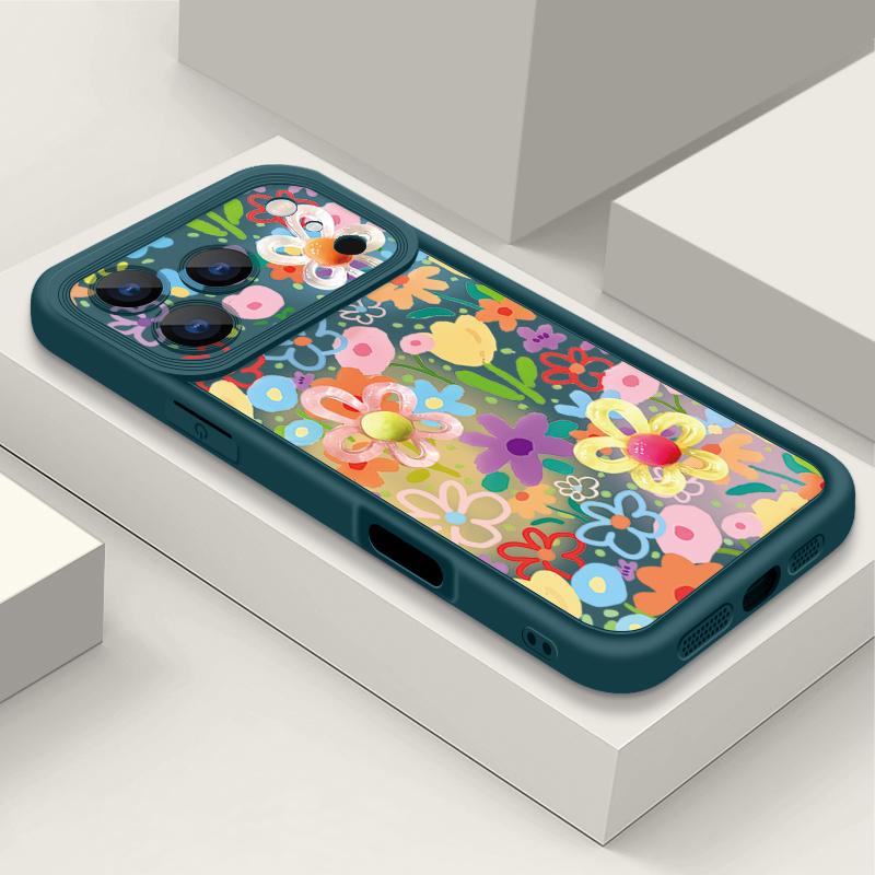 

Cartoon Flowers Printed Phone Case For iPhone 17 Pro Max Air 16 15 Pro Max 14 13 12 Pro Max 11 Transparent Soft TPU Back Cover iPhone 12 Pro Max синий