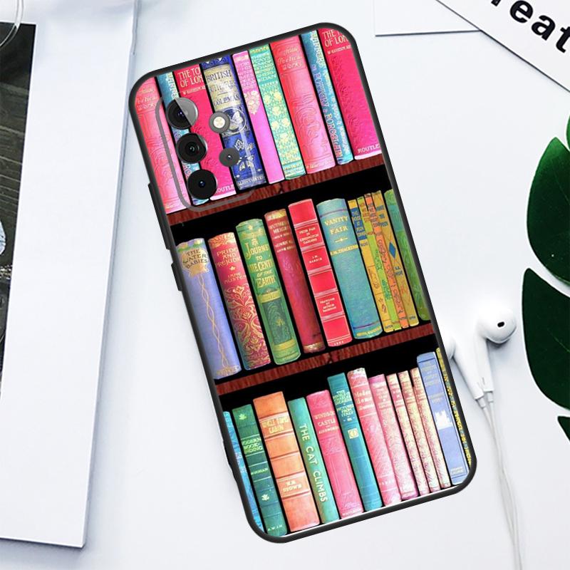 Vintage BOOK Bookworm bookshelf For Samsung Galaxy A06 A05 A16 A54 A34 A14 A55 A35 A15 A53 A33 A13 A22 A32 A52 Phone Case