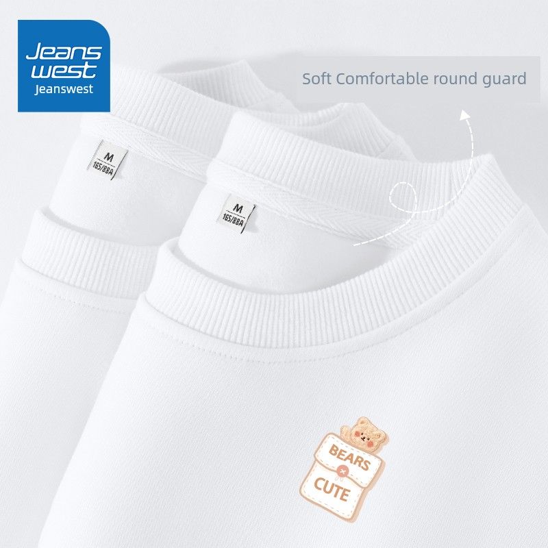 

Женский свитер Zhenvis с круглым вырезом и флисовой подкладкой, новинка осени и зимы 2025 года, бестселлер, утолщенное пальто в маленьком праздном стиле, топ [Spring & Fall thin section] White-Pocket-bear K M