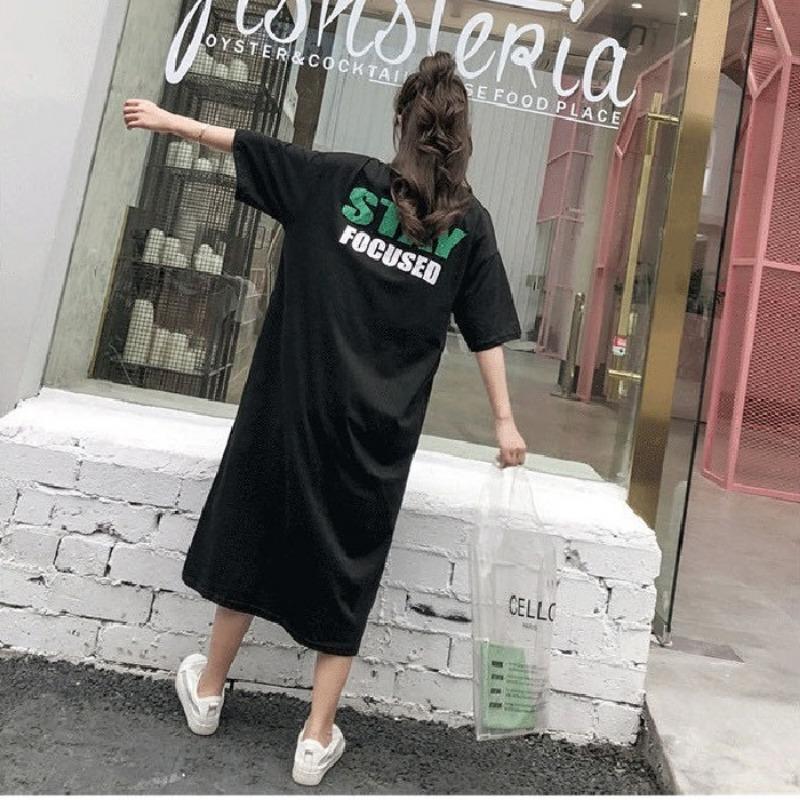 Summer Women's Casual Long Dress Loose Over The Knee T-shirt Long Dress