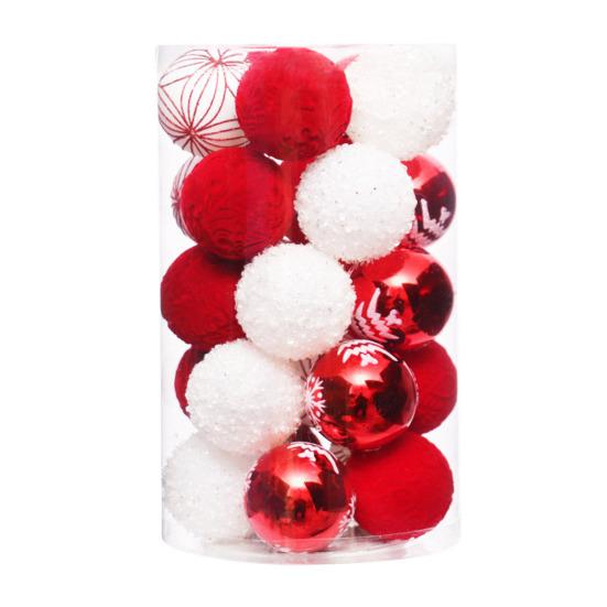 25 ks/sada vánočních koulí, třpytivých flitrů, zářivých barevných pěnových ozdob, vánočních dekorací na stromeček, párty potřeb