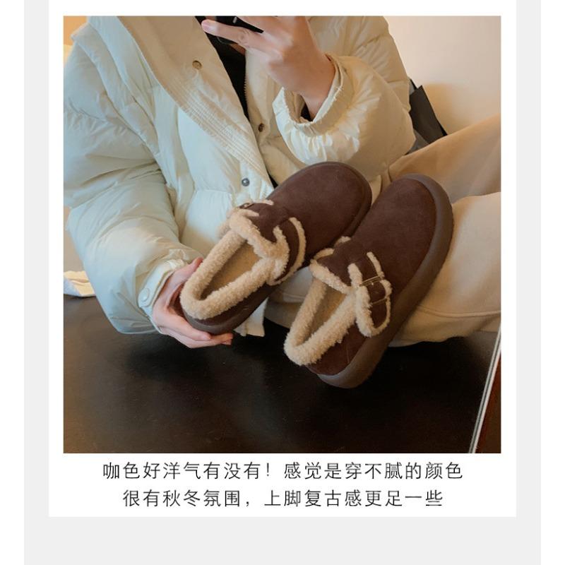 

Muxue keeps warm in the morning, Mao Mao pedals a lazy buckle with leather snow boots, women s autumn and winter 40