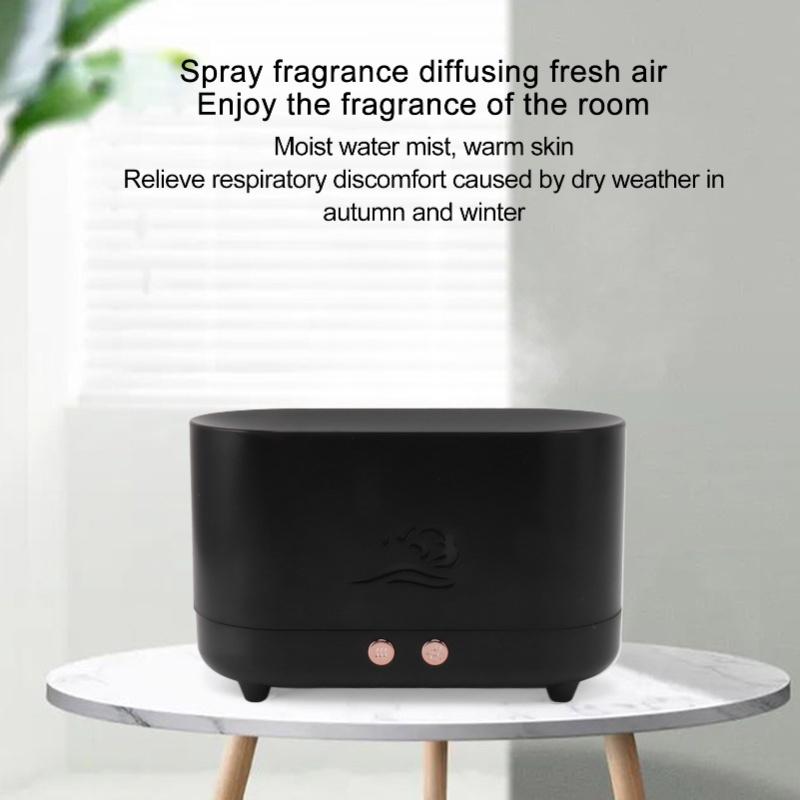 Simulation Aromatherapy Machine Black 225ml 35DB USB Flame Air Diffuser For Coffee Shop Home