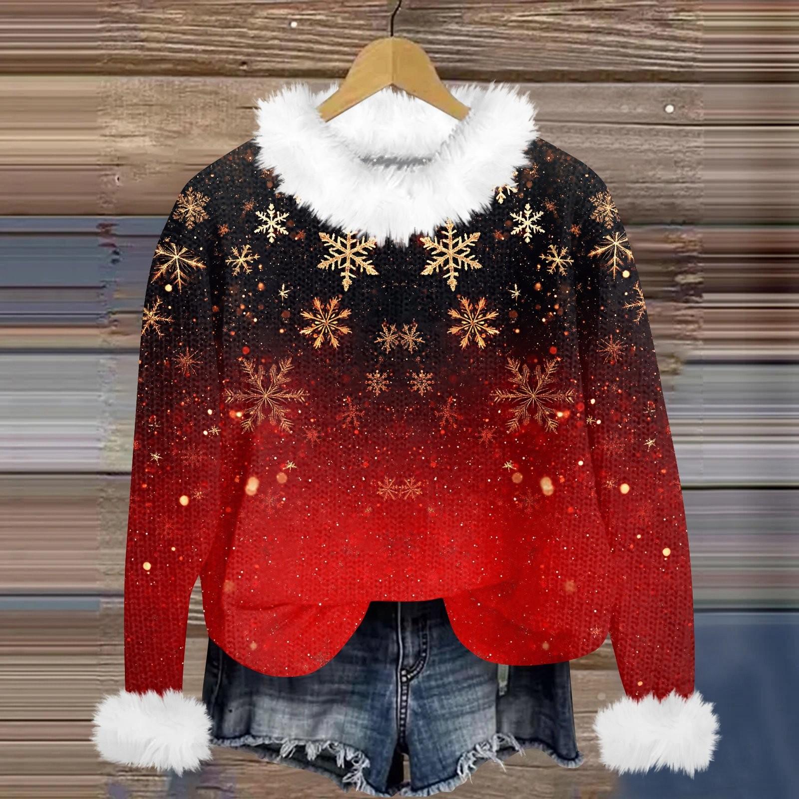 Свитшоты для женщин Вязаный свитер Милая рубашка Осенний круглый вырез Пуловер с меховым — фото 7