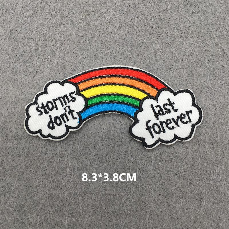 Rainbow Embroidered Patches On Clothes Iron On Patches For Clothing Diy Cartoon Stripes Stickers Anime Patches Appliques Badges