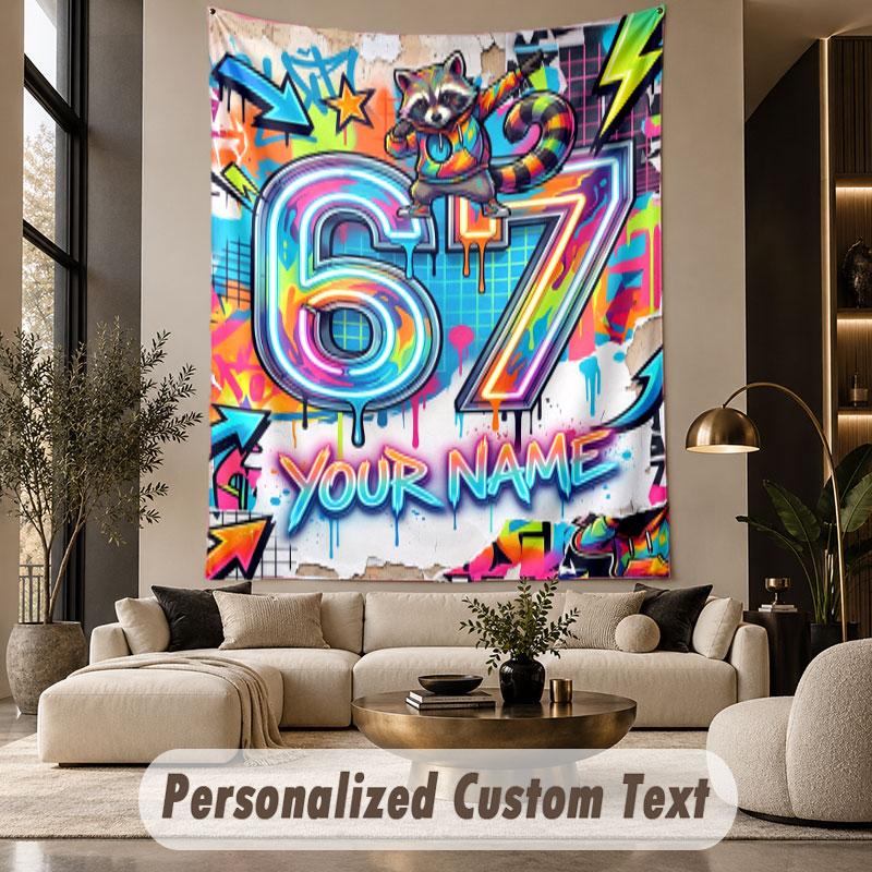 Graffiti (14) Theme Custom Tapestry Personalized Custom Name Text Wall Hanging Tapestry Home Decor Background Cloth