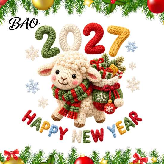 Reusable Window Stickers Happy New Year Cling, 2027 Crochet Sheep Snowflake Festive Decorations Glas Sticker, Christmas Holiday Decoration Static