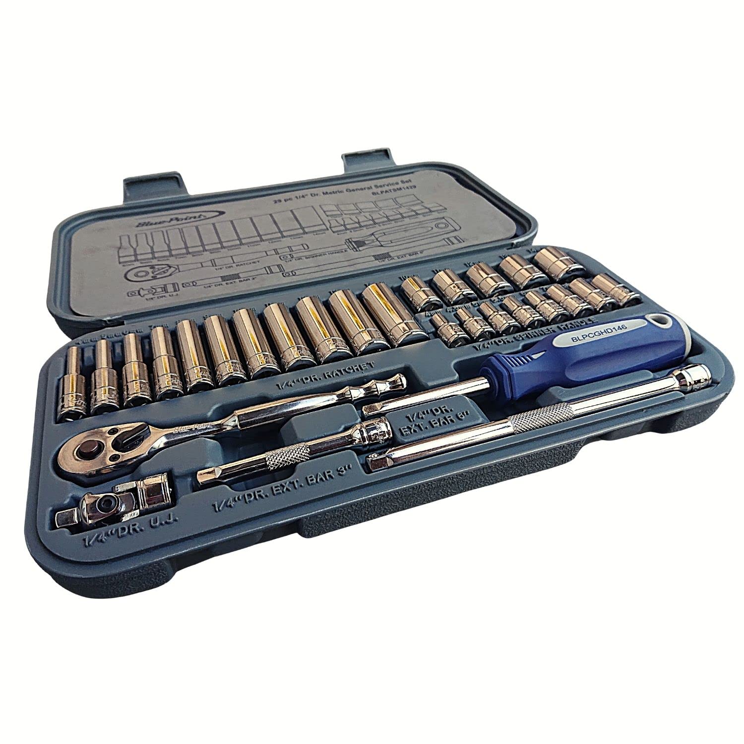 

Blue-Point 1/4 Ratchet Set/Snap-on Group Flank-Drive for Cars, Motorcycles, and Road Bicycles, 6.3 sq. mm/BLPATSM1429