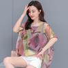Women's  Printing Chiffon Blouse Summer  Short Sleeve  Shirt