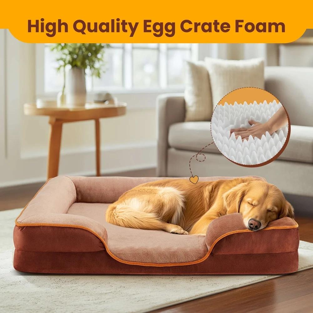 Memory Foam Dog Bed Small Dogs Bolstered Sofa Design Waterproof Removable Cover Orthopedic Support Easy Clean Pet Couch