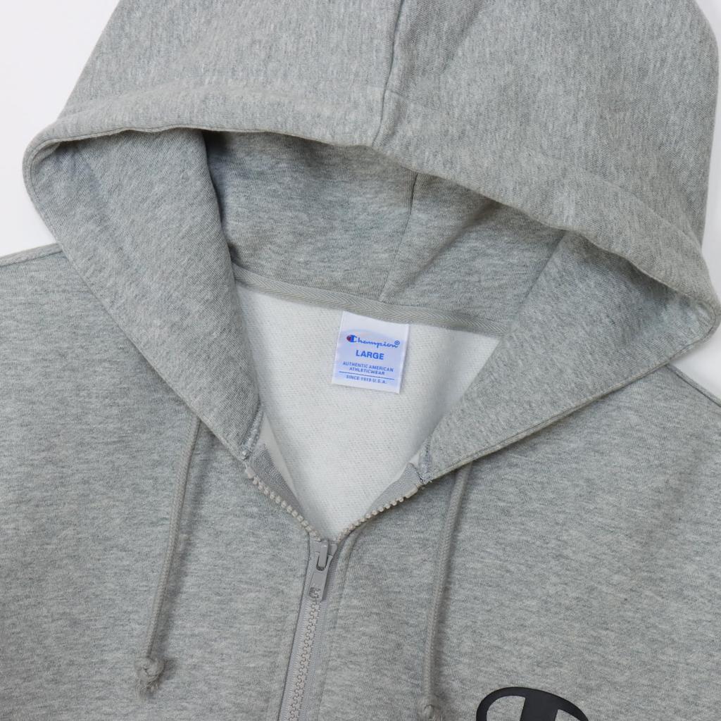 Champion Basic Zip Hooded Sweatshirt with Fleece Lining and Script Oxford Men's Logo, Gray, C3-Z107