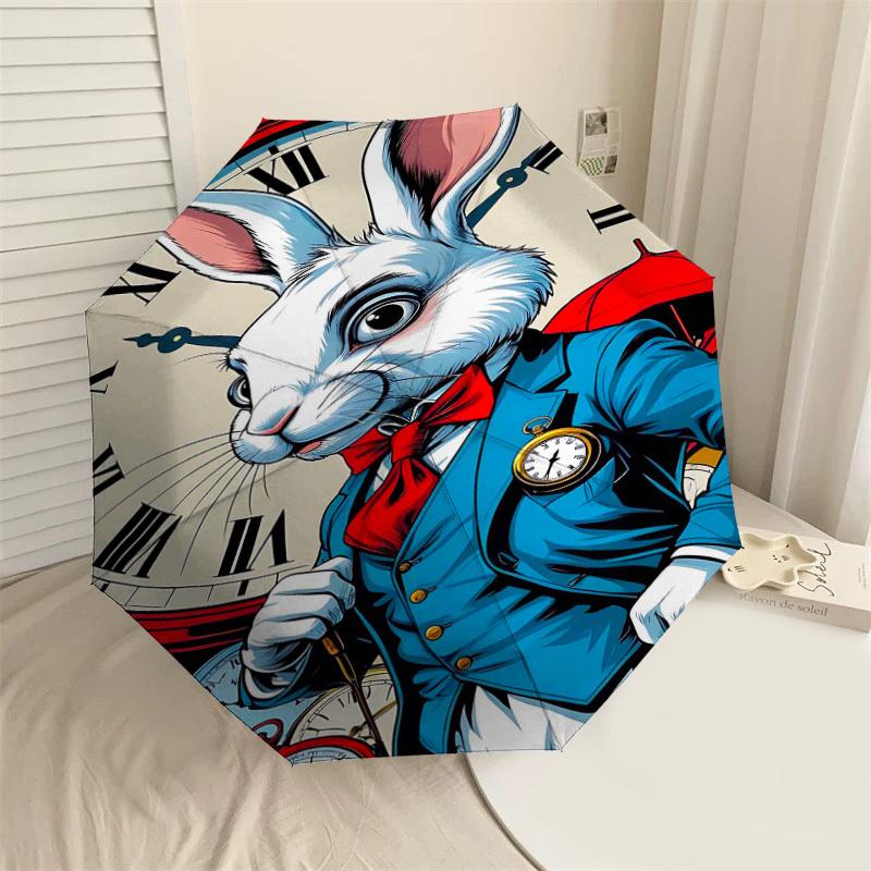 

1PC rabbit clock Umbrella-8-Rib Reinforced, Automatic Open, Lightweight & Durable, Fashion Accessory for Outdoor-L0319