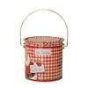2pcs Decorative Christmas Candy Boxes Handheld Round Bucket Portable Sweets Tins with Handle for Family Gathering