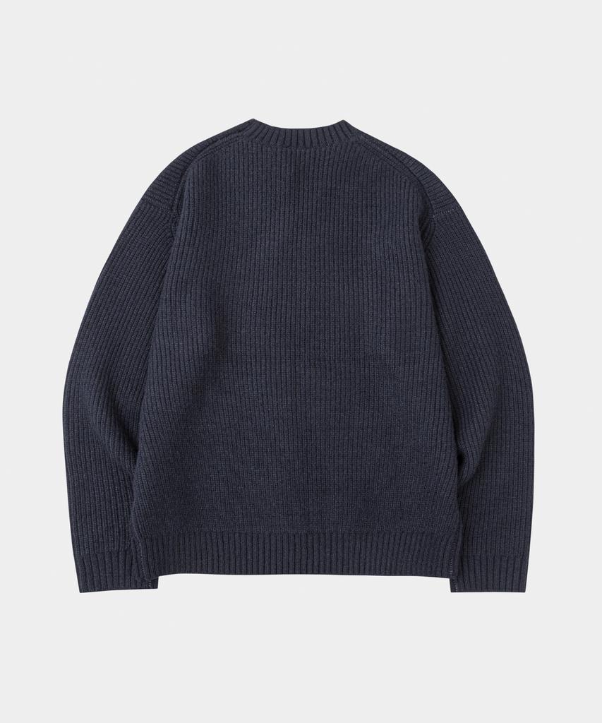 LETTERCOMO Heavy Rush Wool Round Knit Navy