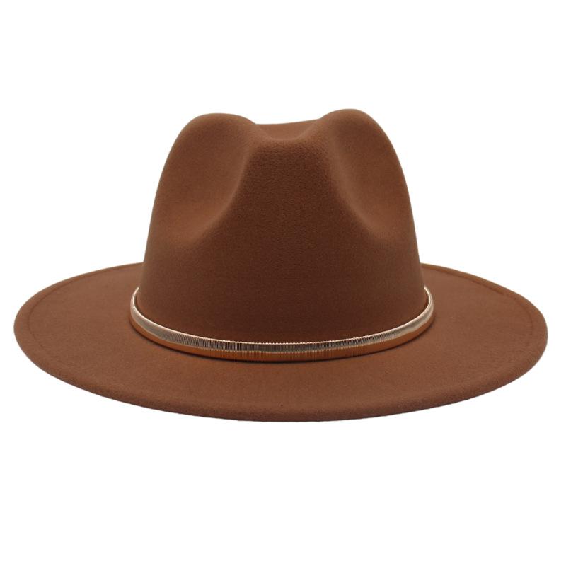 European And American Cashmere Top Hat Gold Ring Accessories Fashion Jazz Hat Four Seasons Popular Felt Hat Gentleman Lady Big Edge Hat (