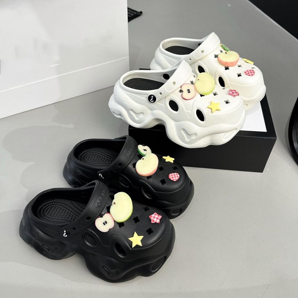 Fashion versatile and breathable cute bag head cool slippers 2025 summer and autumn new thick-soled hole shoes for women