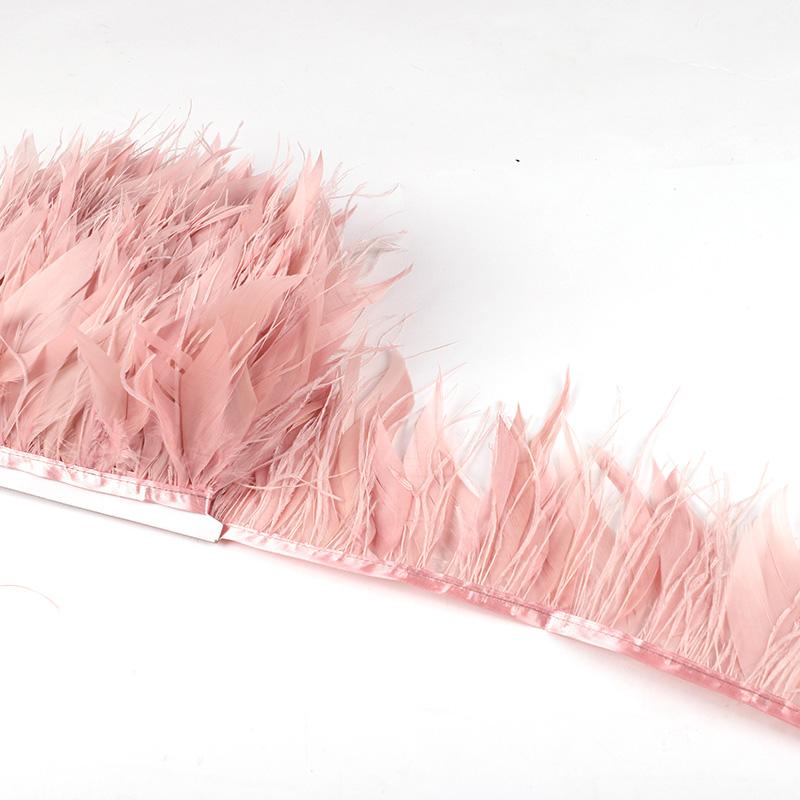 Feather New 50CM White Natural Goose Feather Ostrich Feather Ribbon Mix Ribbon Feathers Trim Fringe Clothing Sewing Decoration