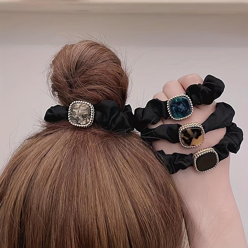 1 Stück Eleganter Haarkranz - Eckiges Perlen-Haargummi für Damen, Sicherer Halt für Pferdeschwanz & Dutt, Lässige Vielseitige Haaraccessoires