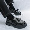 Fashion Trendy Men Rhinestone Decorated Tassel Loafers Quality Thick Soled Wear-resistant Comfort Walking Shoes Man Casual Leather Shoes