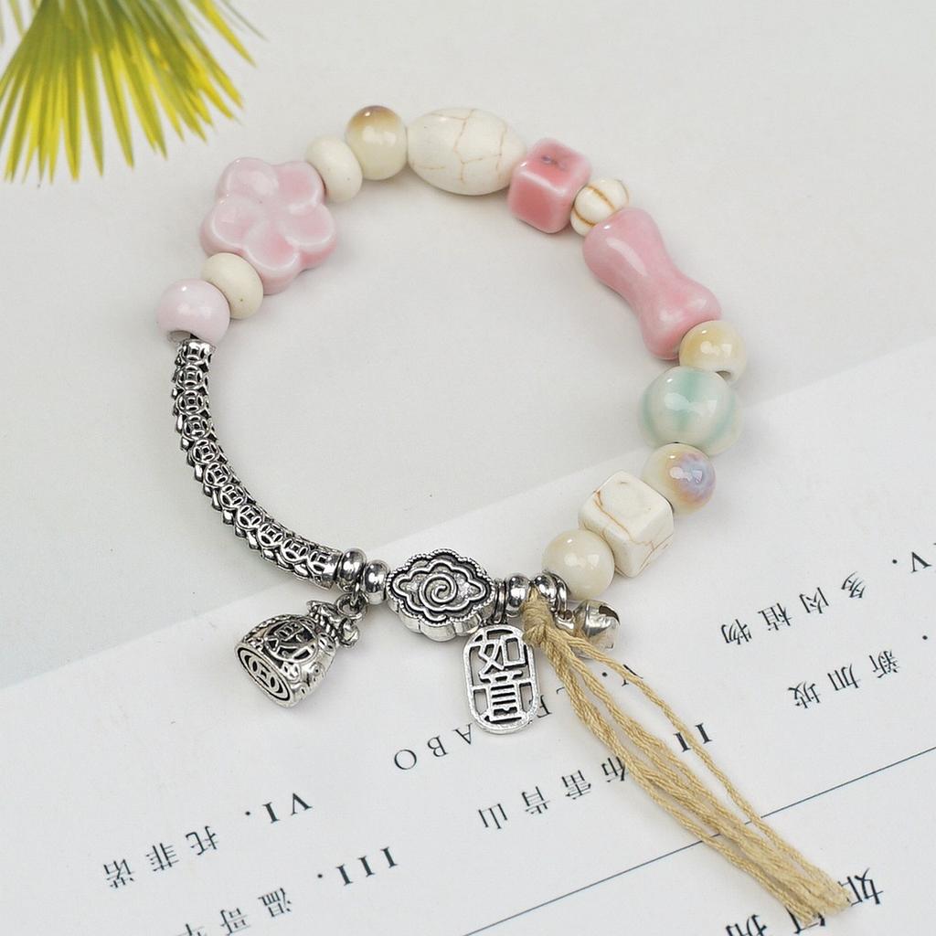 Ceramic beaded bracelet small fresh ancient style national style simple bracelet summer