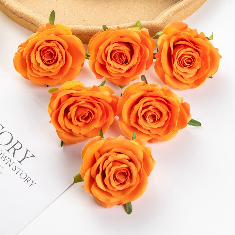 

7Cm Artificial Flowers Scrapbooking Festival Home Decorative Flowers Wall Wreaths Wedding Party Garden Diy Silk Red RoseAccessor 20 pieces оранжевый