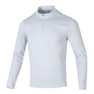 Einfarbiges Trainingslauf-Komfort-Atmungsaktives Langarm-Fitness-T-Shirt Herren-Tops Weiß Grau 1387434-014