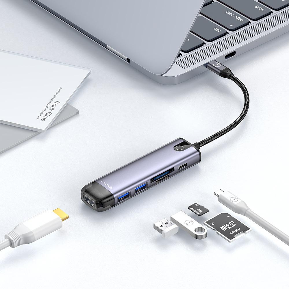 Mcdodo Hub Laptop 6-în-1 USB-C RJ-45 VGA HDMI 4K Pentru Macbook Hu-7740