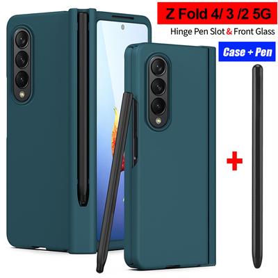 Z Fold 4 Case With Pen For Samsung Galaxy Z Fold 4 5g Case Hinge Touch Pen Slot Screen Glass Capa For Galaxy Z Fold 2 3 4 Cover