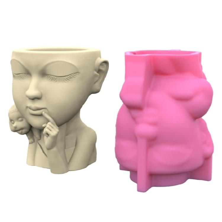 Portrait Flower Pot Silicone Resin Mold Epoxy Resin Casting Succulent Pot Mould