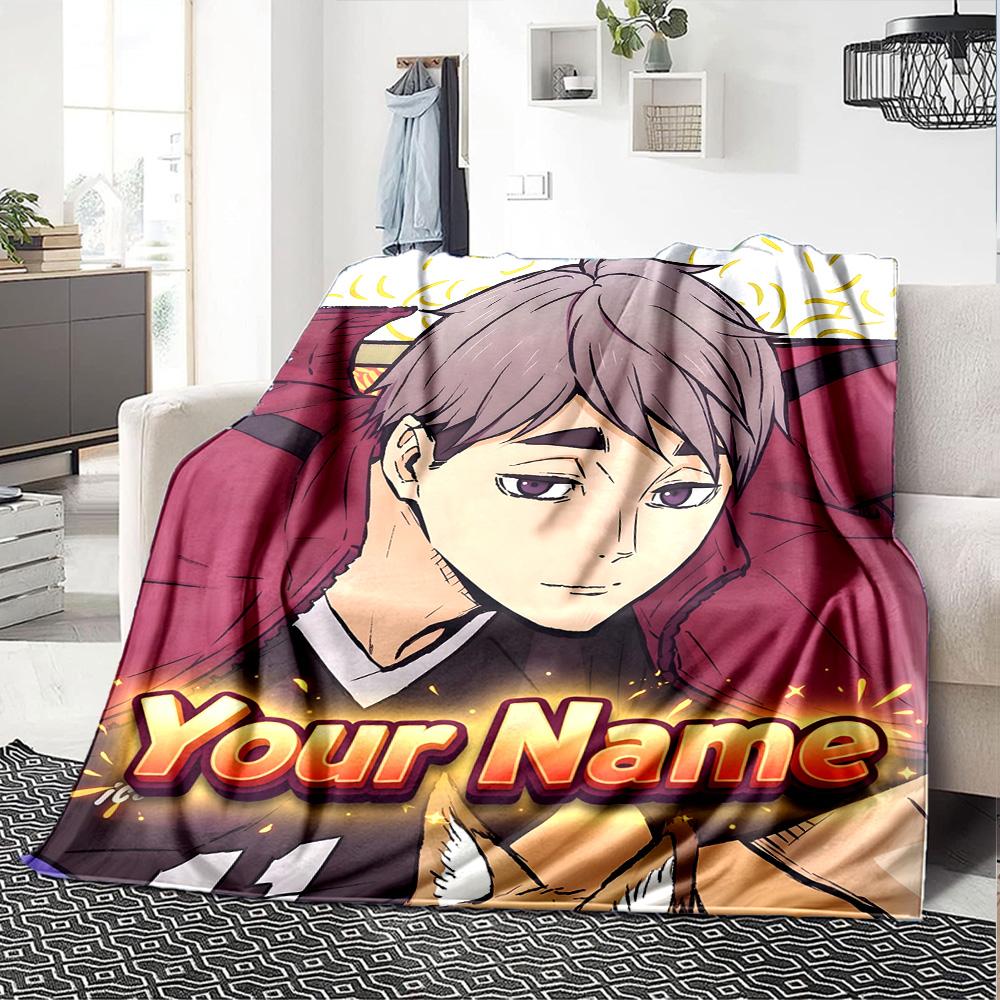 1pc Osamu Miya Blanket with Custom Name, Gift, for Men and Women, Soft Blanket, Good for Sofa Bed Couch Travel, Lightweight Flannel Blanket