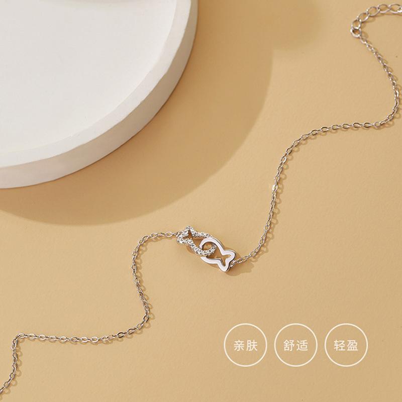 925 Silver Kiss Fish Anklet for Women Fashion Simple Personality Unique Design Birthday Gift Jewelry