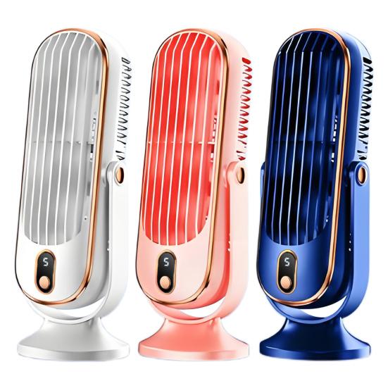 Bærbar skrivebordsvifte 5 hastigheter Sterk luftstrøm Lavt støynivå Oppladbar personlig bordvifte Mini klimaanleggvifte