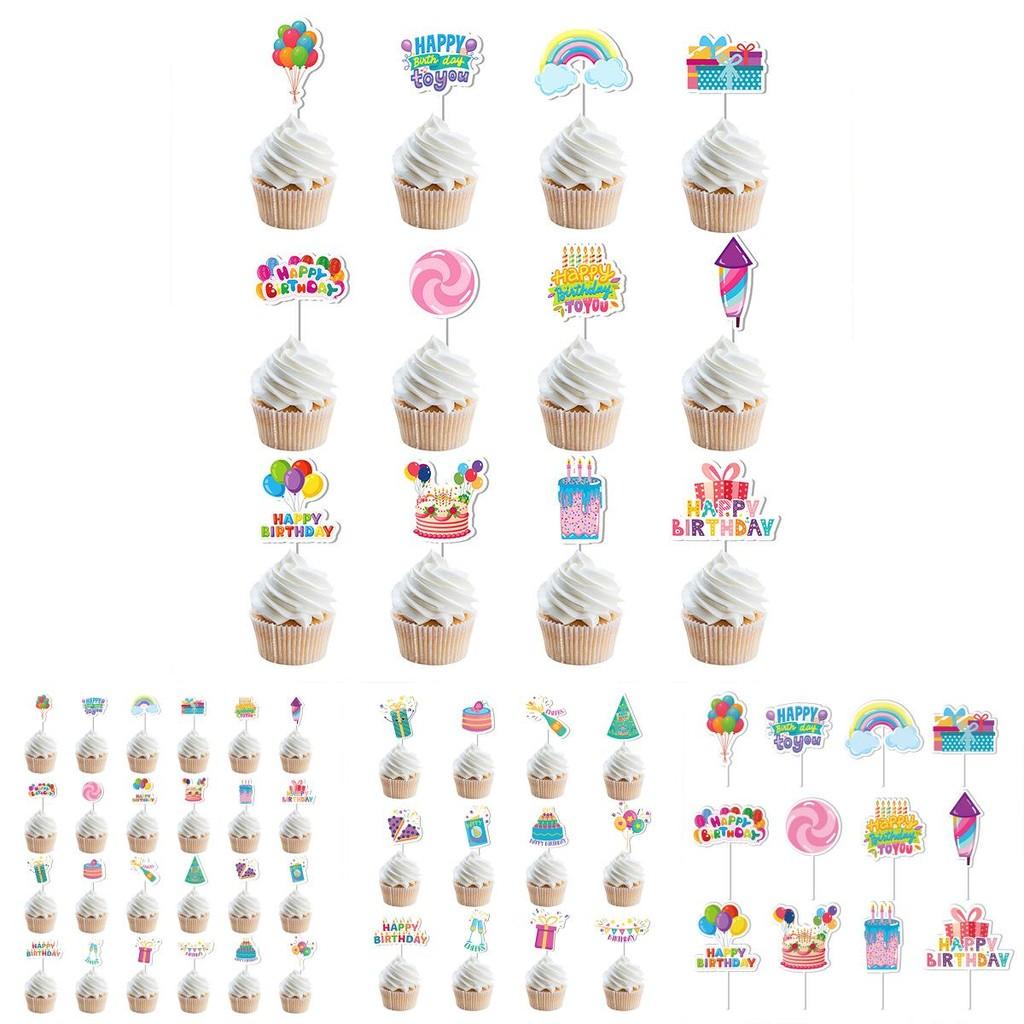 Party Cake Flags With Paper Material For Birthday Event Decor Set Of 12