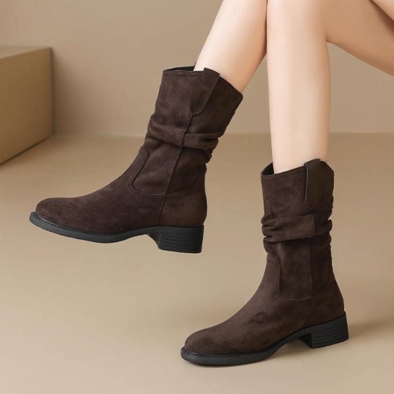 

Роскошные женские плиссированные ботильоны на высоком каблуке, новые осенние, с острым носком, коричневые ковбойские ботинки, женские, из искусственной кожи, ботильоны 35 коричневый