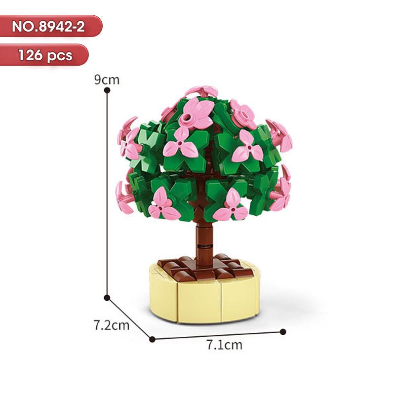 HOT MOC Flowers DIY Potted Plants Micro Landscapes Mini Art Construction Building Blocks Sets Model Dolls Brick Girls Toys Gifts